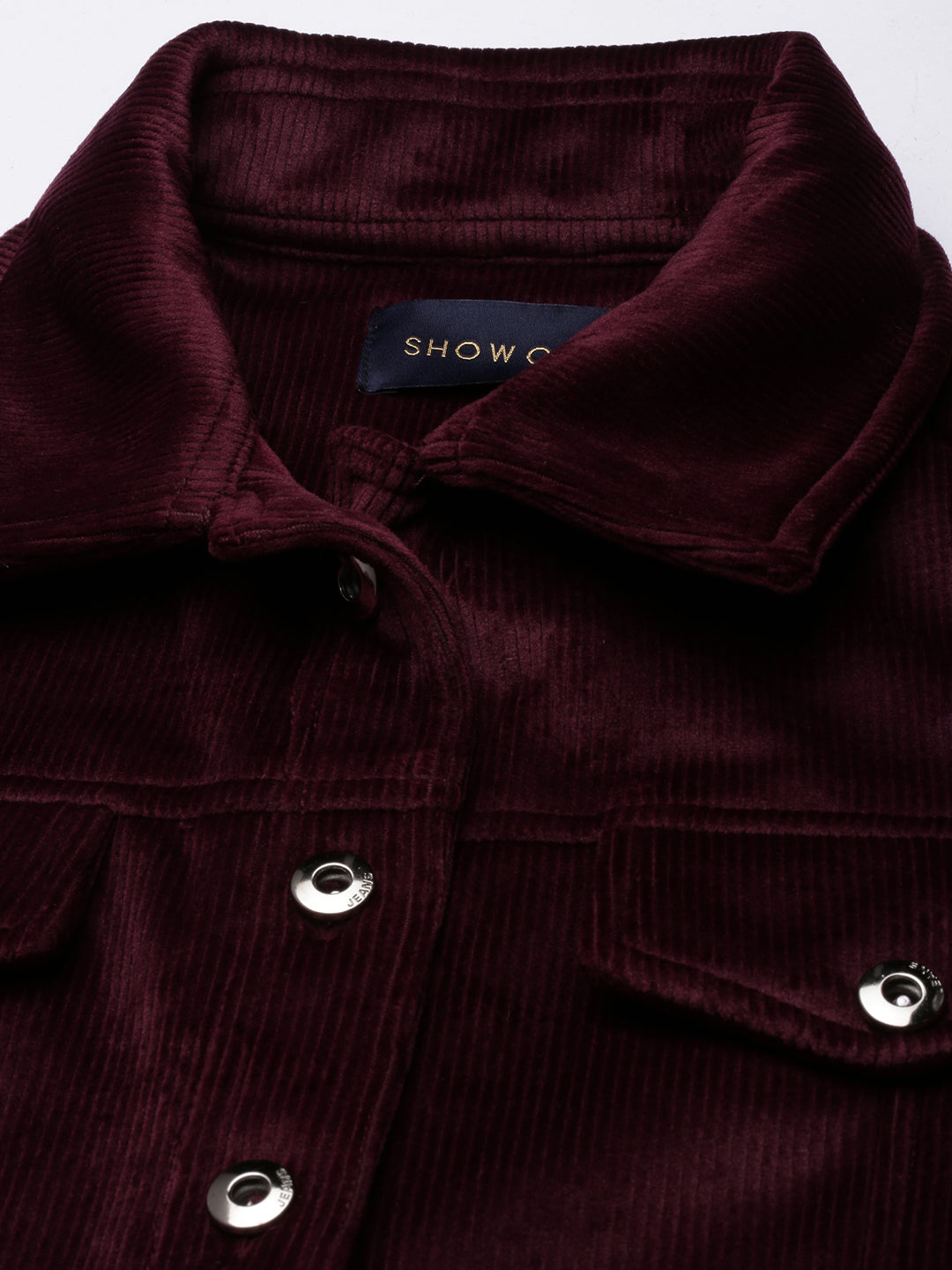 Women's Magenta Corduroy Crop Denim Jacket