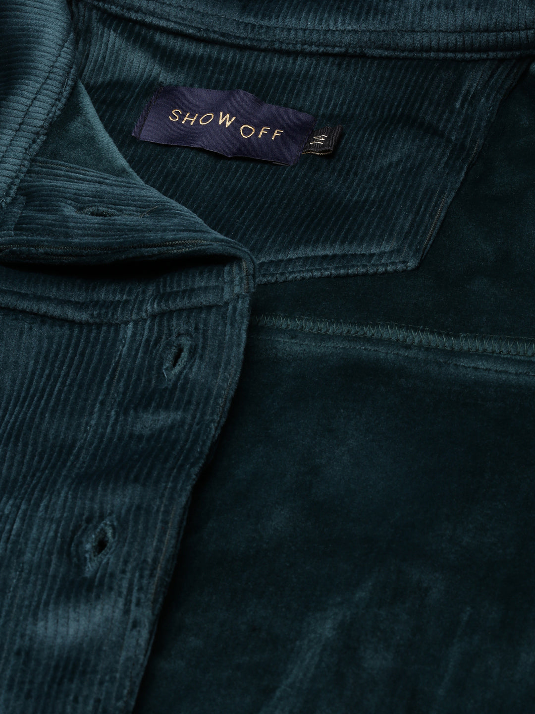 Women's Teal Corduroy Crop Tailored Jacket