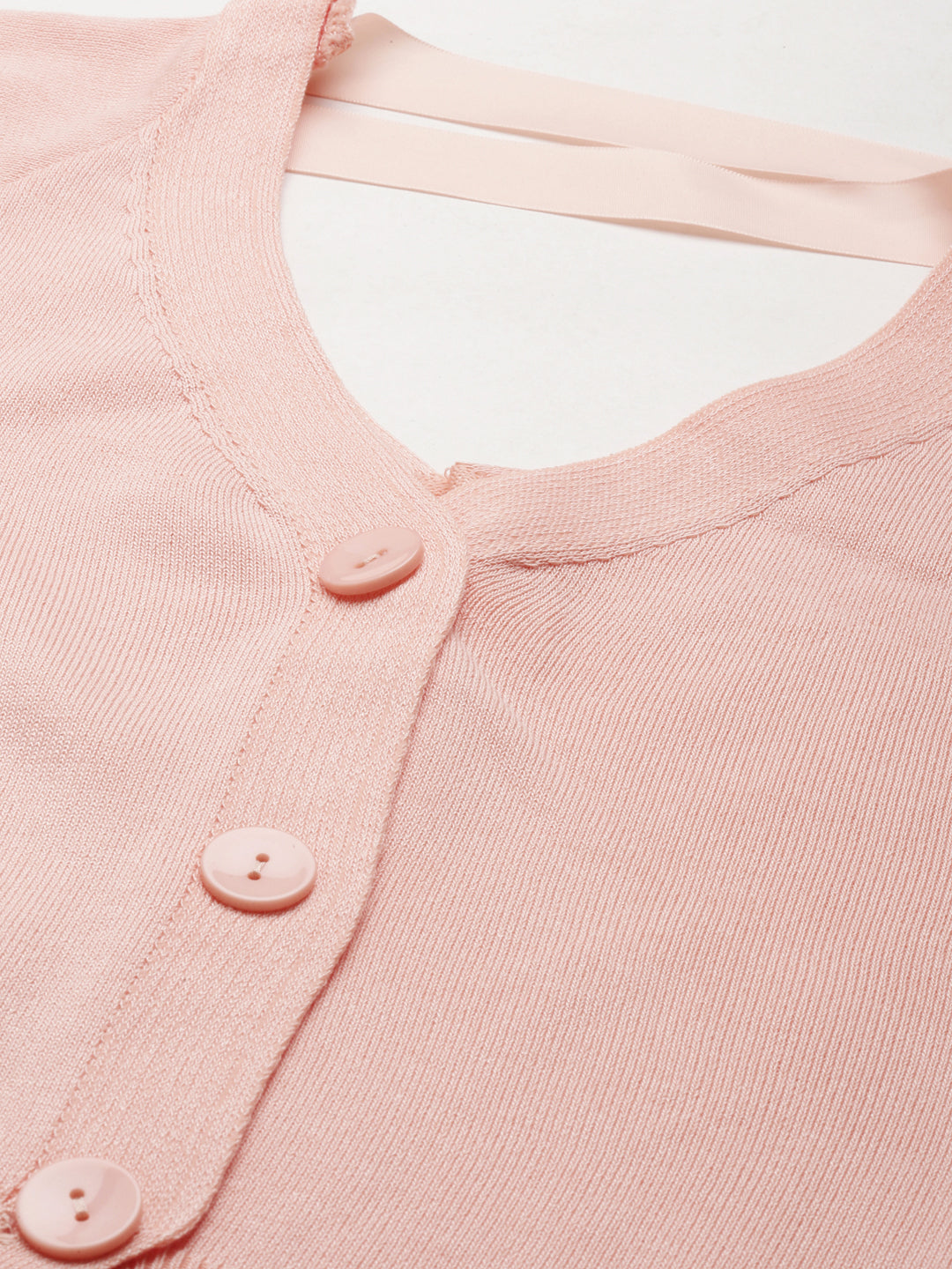 Women's Peach V-Neck Ribbed Crop Top