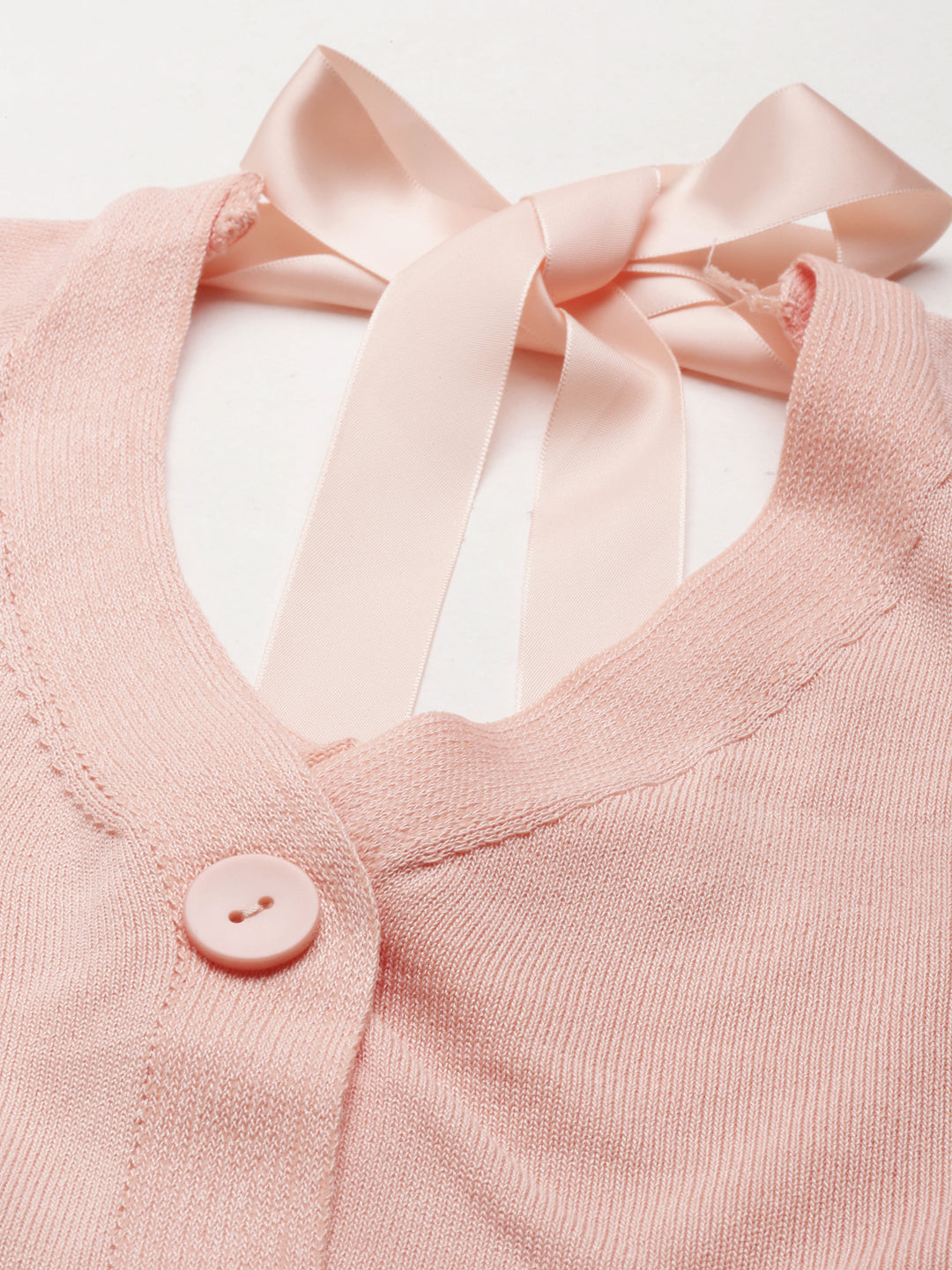 Women's Peach V-Neck Ribbed Crop Top