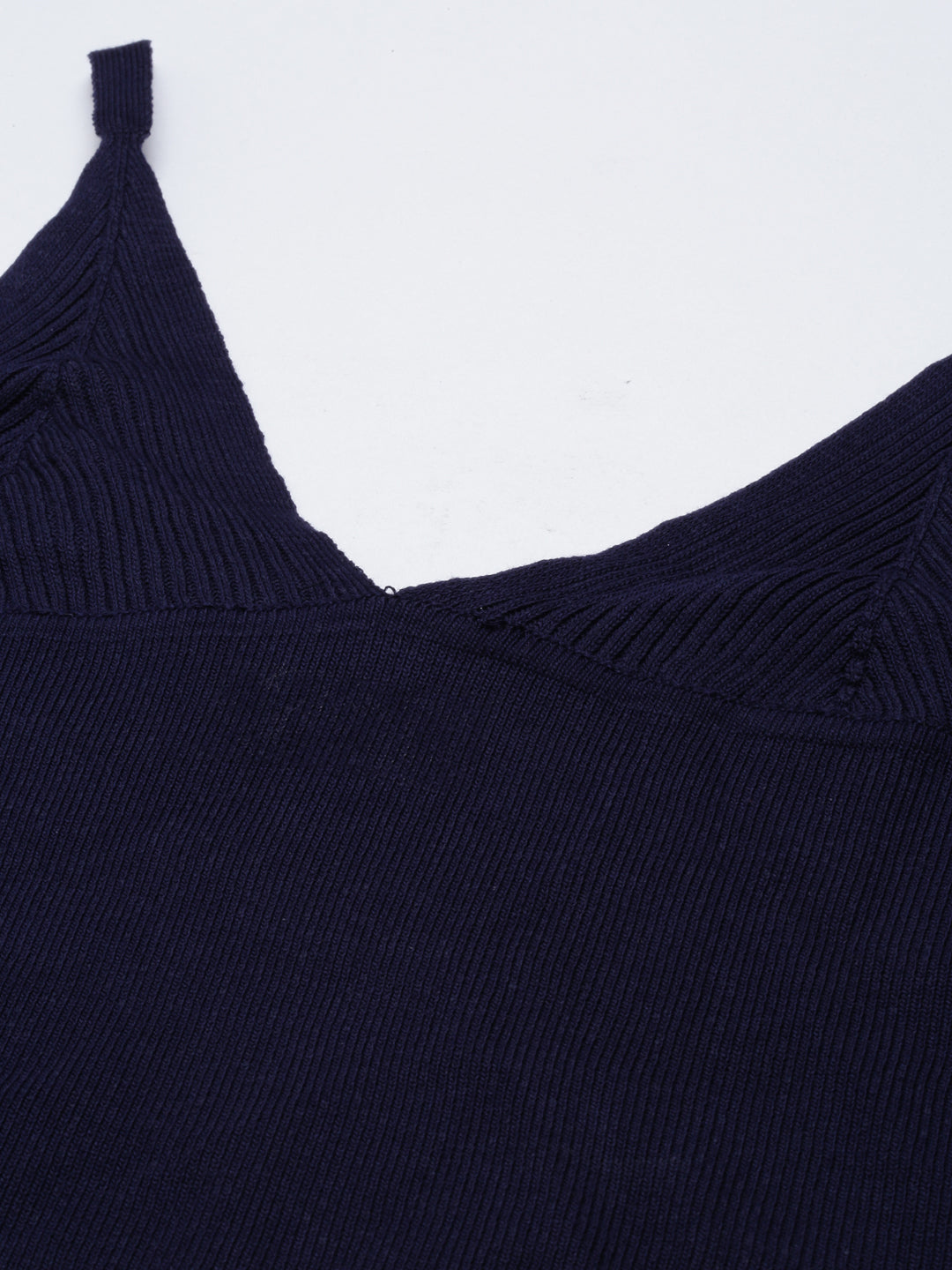 Women's Navy Blue Shoulder Straps Cotton Crop Top