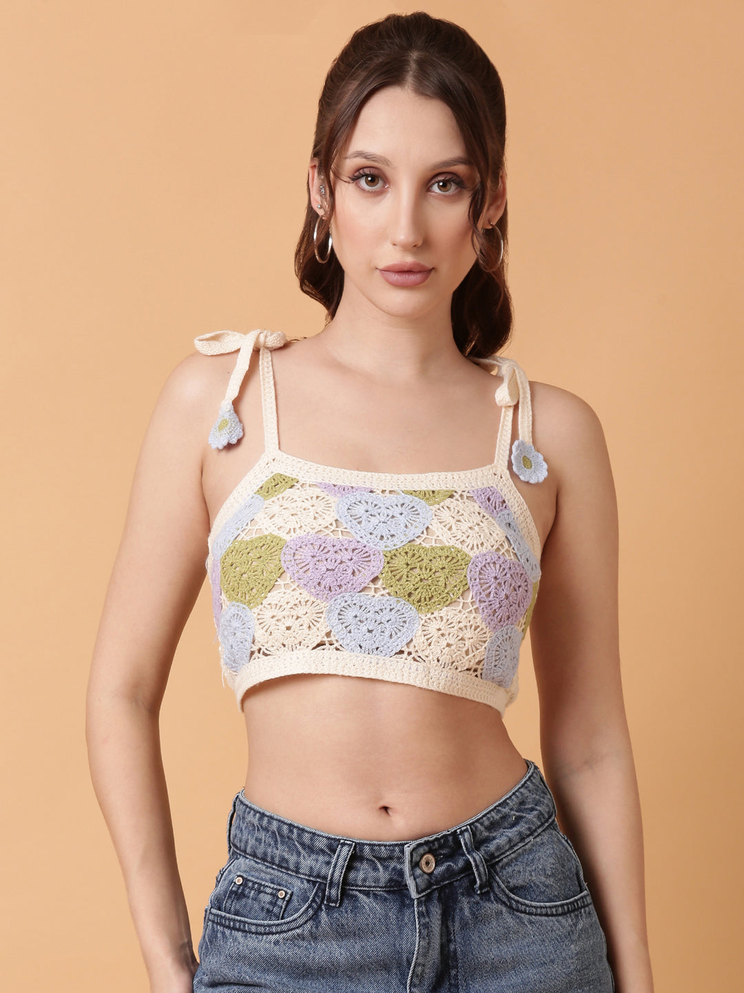 Women's Blue Crochet Crop Top