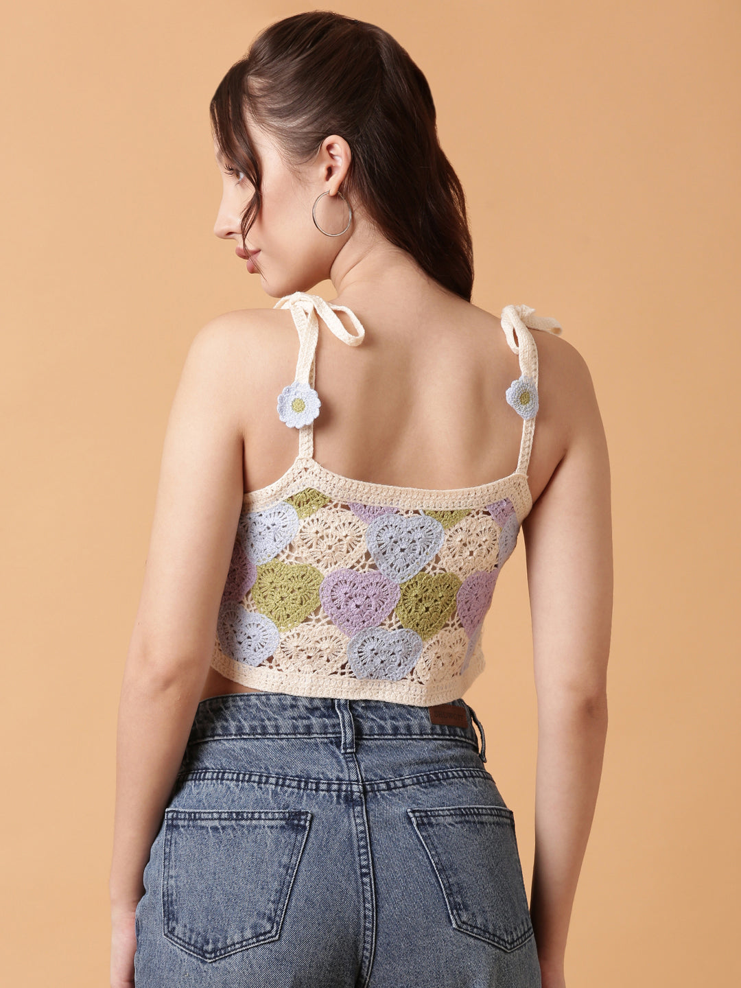 Women's Blue Crochet Crop Top