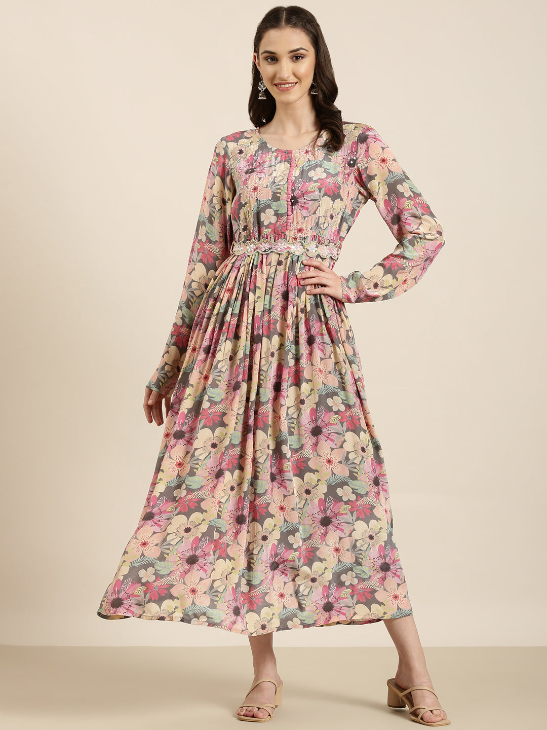 Women's Printed Empire Multi Dress