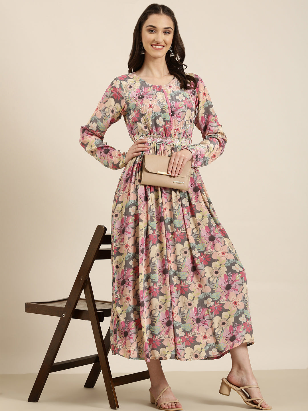 Women's Printed Empire Multi Dress